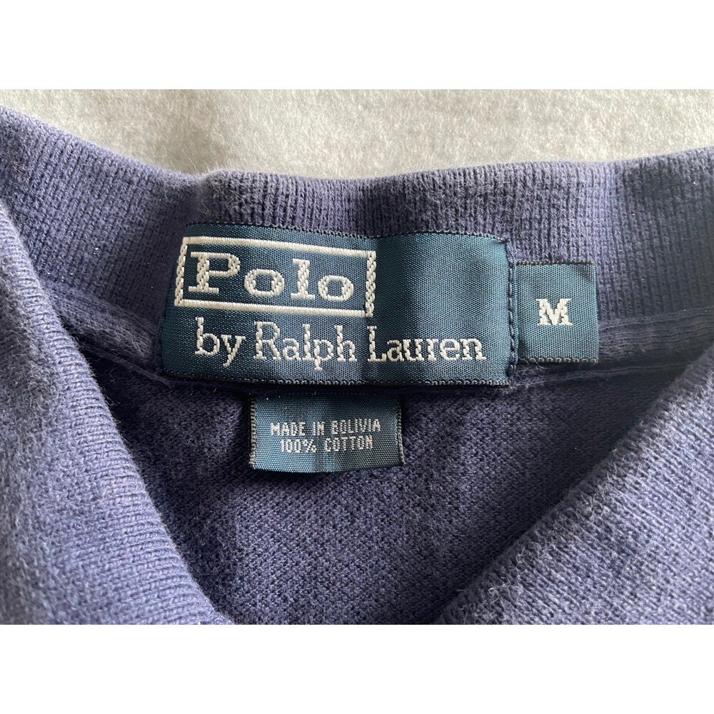 Polo Ralph Lauren Mens Med Navy Blu Striped Short Sleeve Cotton Polo Shirt Rugby - Picture 5 of 8